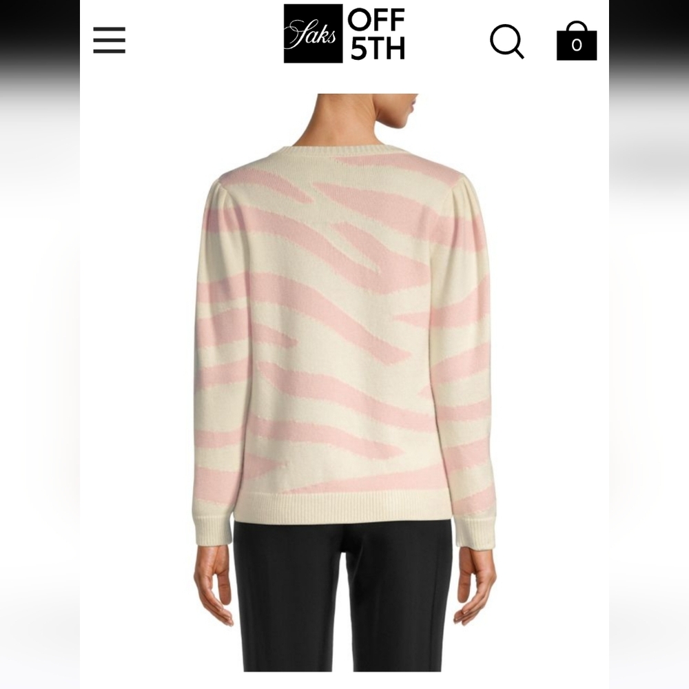 Milly Women's Pink and Cream Sweater